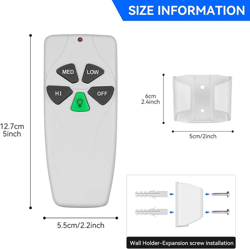 FEKOTS FAN53T Ceiling Fan Remote Control Replacement,Universal Remote for Harbor Breeze,Hampton Bay,Hunter,Honeywell,Westinghouse,Replace FAN-53T FAN-35T FAN-11T KUJCE9103 CHQ8BT7030T CHQ7030T UC7030T - Image 5